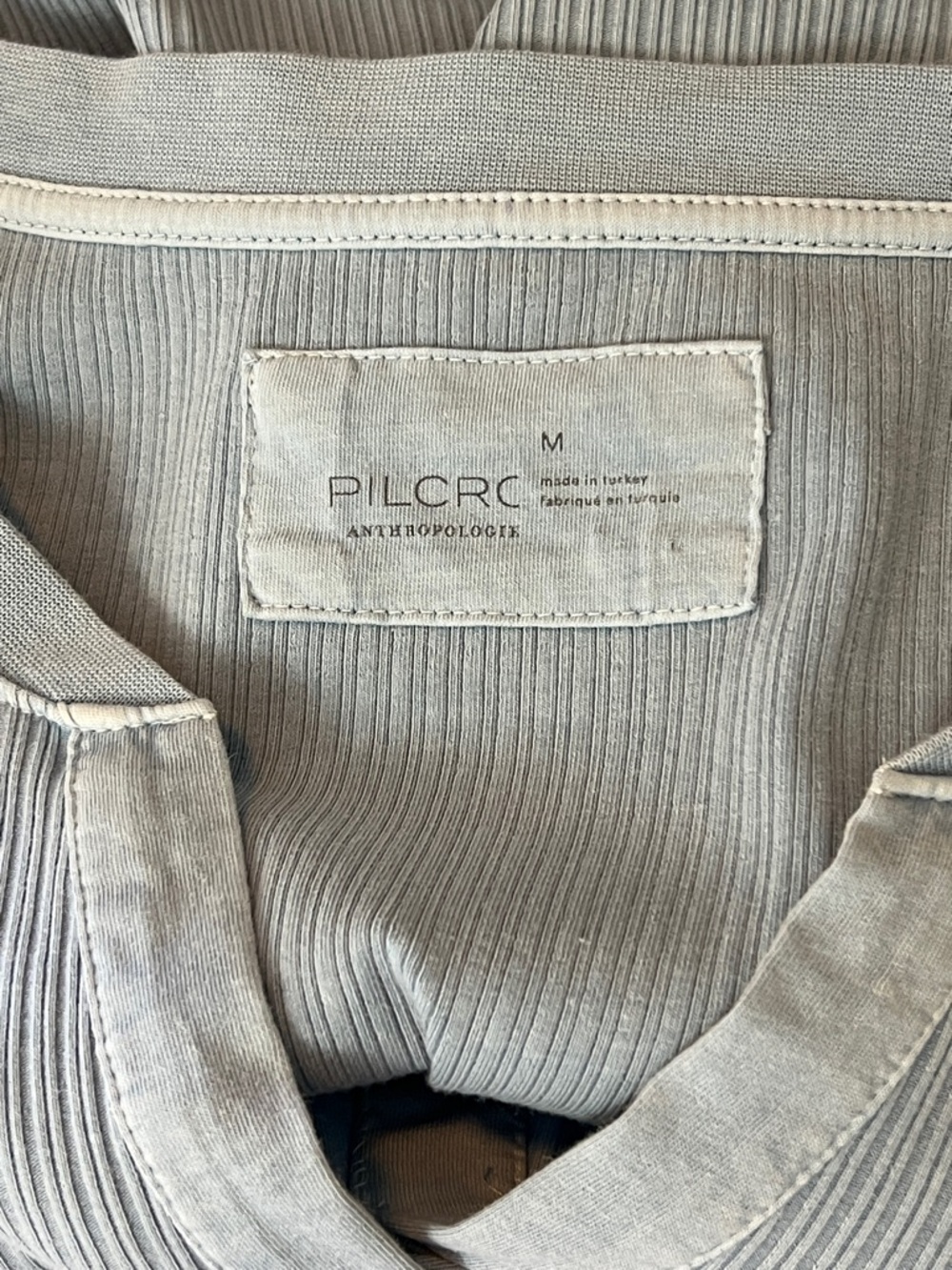 Anthropologie Pilcro Ribbed Knit Split Neck Henley Top Tee Medium - Picture 9 of 11